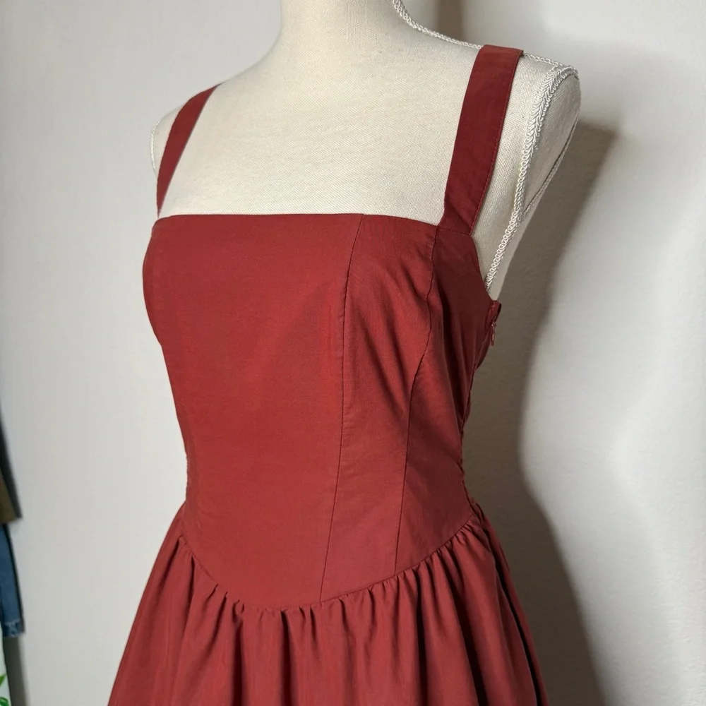 Free People East Side Red Lace Up Fit And Flare Mini Dress Pockets Size S